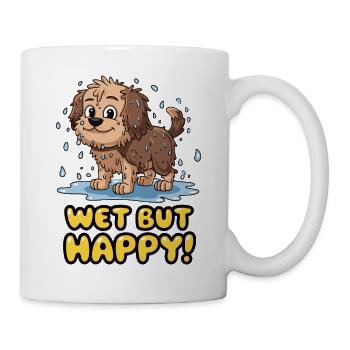 Wet but Happy Cartoon Dog Design - Mug - white - Right