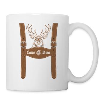 Lausbua Hosenträger - Festzelt, Bier und Gaudi - Tasse - Weiß - Rechts