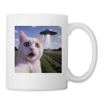 Cat Selfie With Alien Ufo - Mug - white - Right