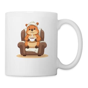 Kuscheliger Bär mit Teetasse - Tasse - Weiß - Rechts