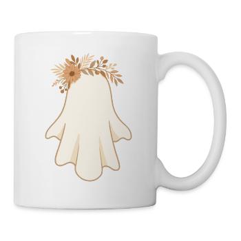Fantôme bohème avec fleurs – joli motif d'Halloween - Mug blanc - blanc - Droite