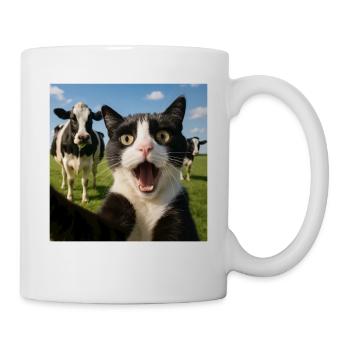 Funny Cat Cow Selfie Gift Idea - Mug - white - Right
