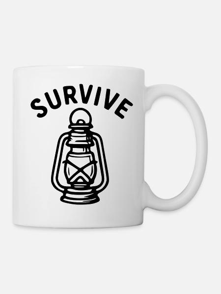 Überleben - Laterne - Tasse - Weiß