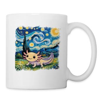 Skurriler Axolotl Unter Sternennacht - Tasse - Weiß - Rechts