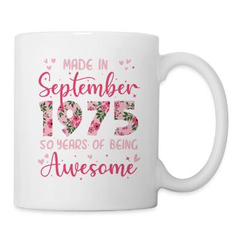 Septembre 1975 Anniversaire 50 Ans Pour Femmes - Mug blanc - blanc - Droite