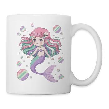 Süße Kawaii Meerjungfrau – Pastell Design - Tasse - Weiß - Rechts