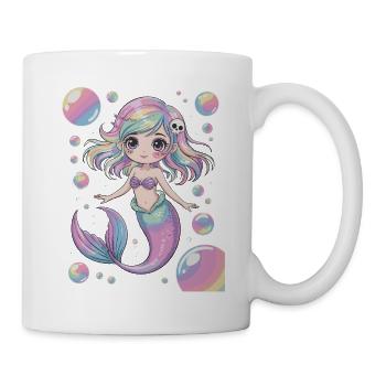 Süße Kawaii Meerjungfrau – Pastell Design - Tasse - Weiß - Rechts