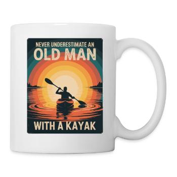Ne sous-estimez jamais un vieil homme avec un kayak - Mug blanc - blanc - Droite