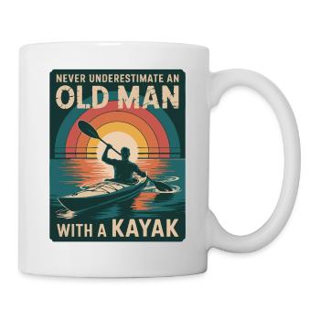 Ne sous-estimez jamais un vieil homme avec un kayak - Mug blanc - blanc - Droite