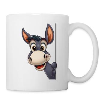 Süßer Esel schaut hervor: Cartoon-Tierillustration - Tasse - Weiß - Rechts