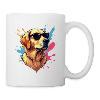 Cooler Golden Retriever mit Sonnenbrille - Tasse - Weiß - Rechts