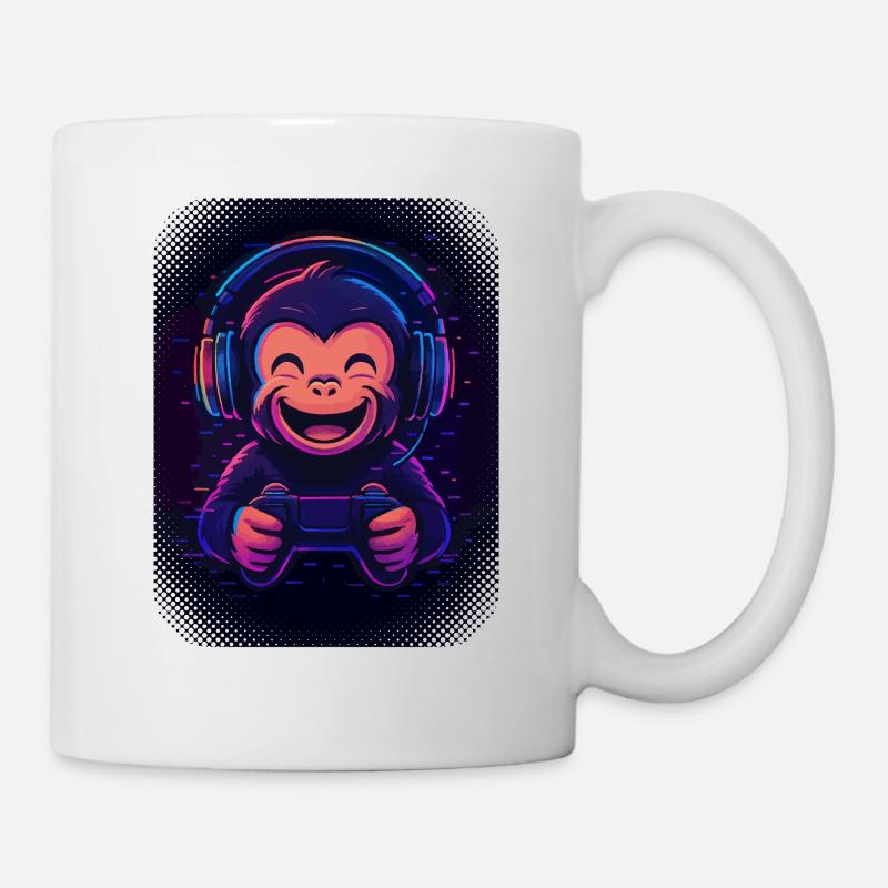 Cool monkey with headphones, glasses and gamepad - Mug - white