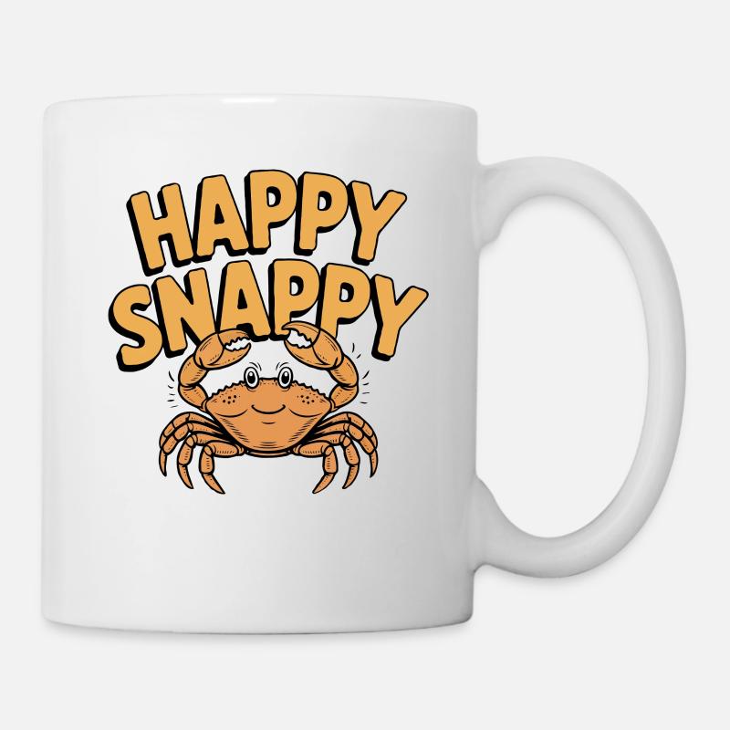 Whimsical Crab with Happy Snappy Text - Mug - white