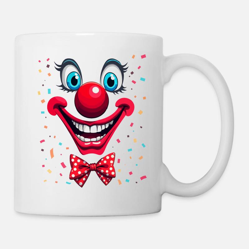 Visage de Clown Coloré avec Nœud Papillon - Mug blanc - blanc
