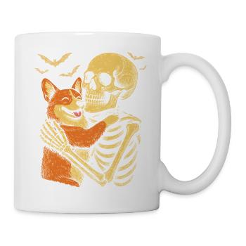 Halloween Cute Skeleton Cuddly Corgi - Mug - white - Right