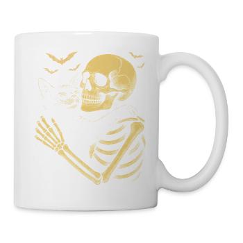 Halloween Cute Skeleton Cuddly Cat - Mug - white - Right