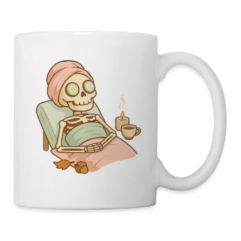 Halloween Skelett Selfcare - Tasse - Weiß - Rechts