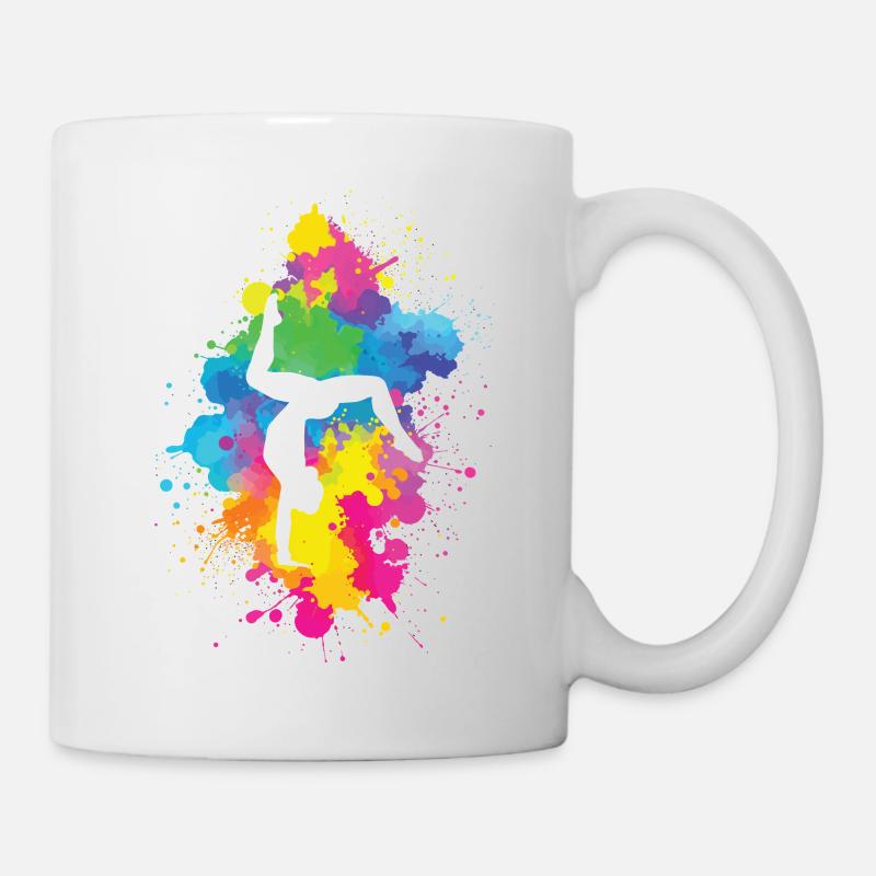 Acrobaties avec explosion de couleurs - Mug blanc - blanc