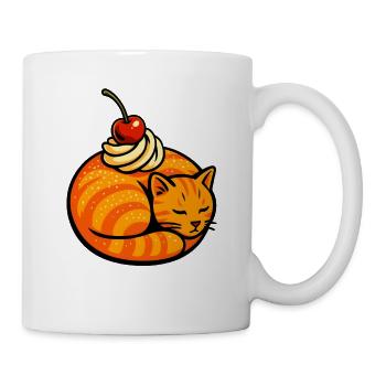 Orange Katze und Kirschen Illustration - Tasse - Weiß - Rechts
