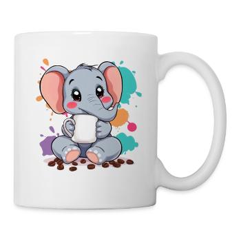 Cute elephant design with coffee cup - Mug - white - Right