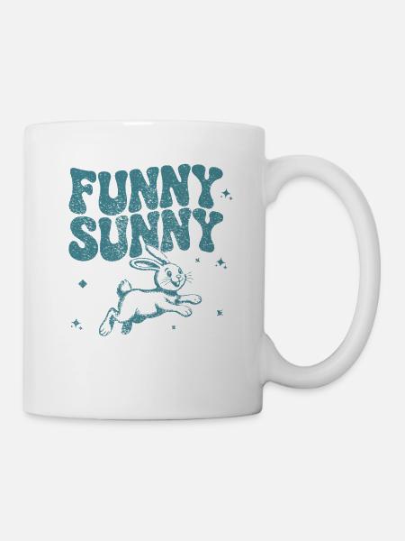 Verspieltes Hasen-Comic-Design - Tasse - Weiß