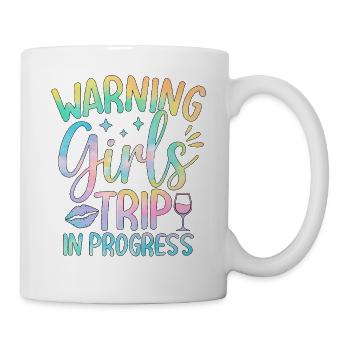 Warnende Mädchenreise Motiv mit Pastellfarben - Tasse - Weiß - Rechts