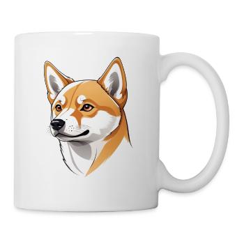 Shiba Inu dog portrait in digital illustration - Mug - white - Right