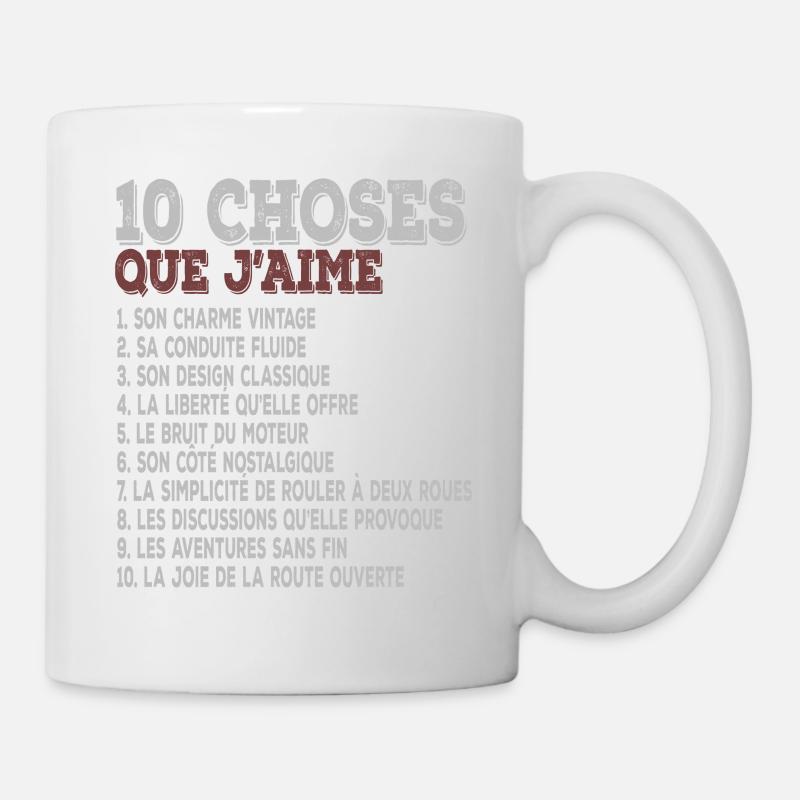 humour mécanique 10 choses que j’aime moto mob - Mug blanc - blanc