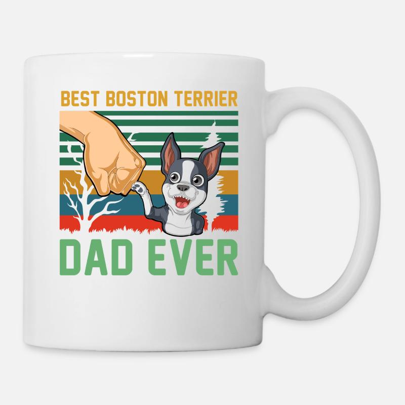 Boston Terrier Dad Ever T-Shirt Design - Mug - white