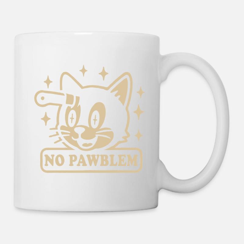 Vintage chat pas de pawblem drôle chat jeu de mots - Mug blanc - blanc