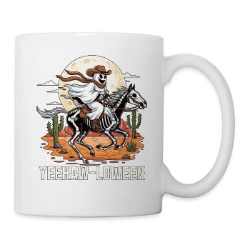 Paysage de pleine lune avec un cow-boy squelette - Mug blanc - blanc - Droite
