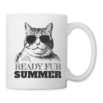 Cool Cat in sunglasses ready for summer - Mug - white - Right