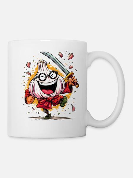Furchtloser Knoblauch Samurai Heldencharakter - Tasse - Weiß