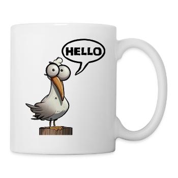 Mouette humoristique avec bulle de dialogue - Mug blanc - blanc - Droite