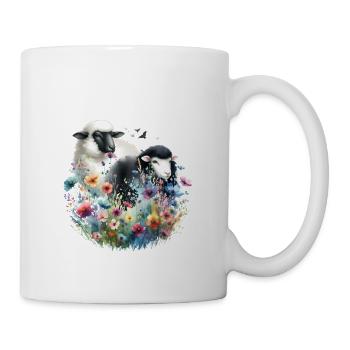 Schaf Schafe Blumen Natur - Tasse - Weiß - Rechts