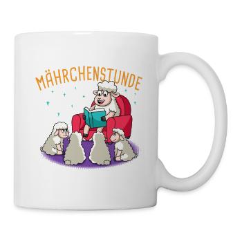 Schafe Märchenstunde  Bücher Lesen Schaf  - Tasse - Weiß - Rechts