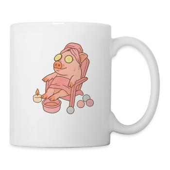 Entspanntes Schwein in Spa-Umgebung, Liebe Schweine - Tasse - Weiß - Rechts