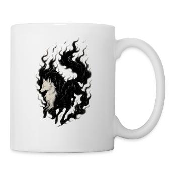 Mythisches Wolf Fusion Ink Design, Yin Yang - Tasse - Weiß - Rechts