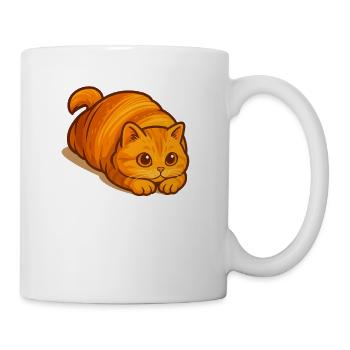 Süße orange Katze im Croissant-Stil, liebe Katzen - Tasse - Weiß - Rechts