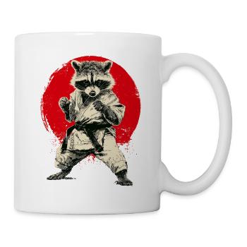 Karaté, judo, arts martiaux japonais, raton laveur - Mug blanc - blanc - Droite
