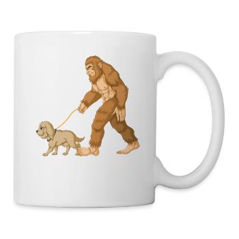 Bigfoot Marche Golden Doodle chien Illustration - Mug blanc - blanc - Droite