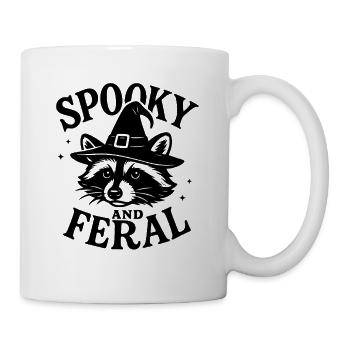 Spooky and Feral Halloween Raccoon Design - Mug - white - Right
