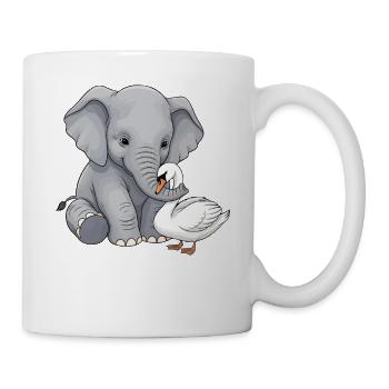 Un ami éléphant mignon avec une oie - Mug blanc - blanc - Droite