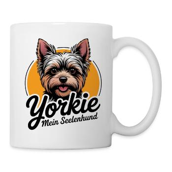 Hübsche Yorkshire Terrier Hundesilhouette - Tasse - Weiß - Rechts