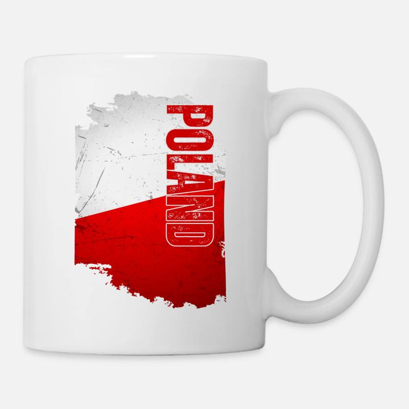 Drapeau polonais, grunge vintage - Mug blanc - blanc