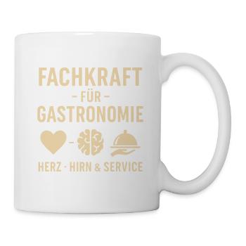 Gastronomie Fachkraft mit Herzen und Hirn - Tasse - Weiß - Rechts