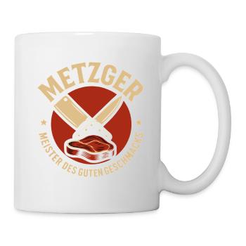 Butcher with knife and meat - Mug - white - Right