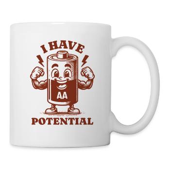 Ich habe Potenzial lustiger AA-Batteriephysik-Humor - Tasse - Weiß - Rechts