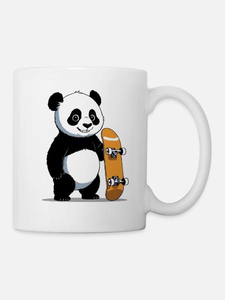 Skateboard Panda Illustration - Tasse - Weiß