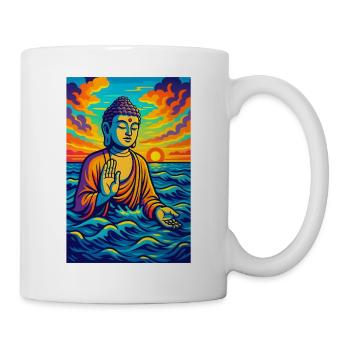 Vibrant Buddha in Ocean Sunset - Mug - white - Right